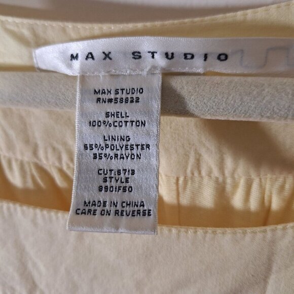 Max Studio 100% Cotton Midi Embroidery Yellow Dress Medium - Picture 3 of 4
